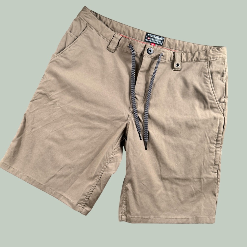 686 Everywhere Shorts Men 36 Khaki Technical Stretch Travel Hiking Gorpcore